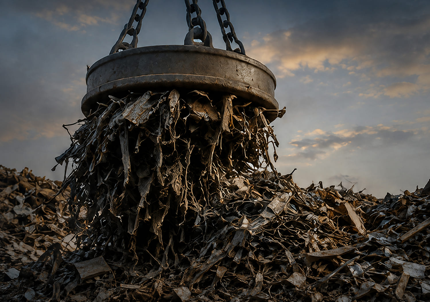 Industrial steel scrap handling at a yard